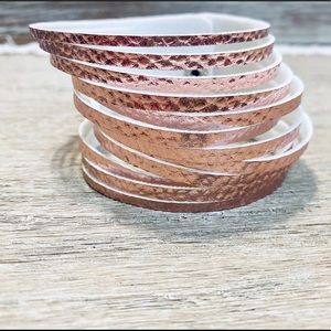 Metallic Pink Faux Leather Cuff - Silver Hardware